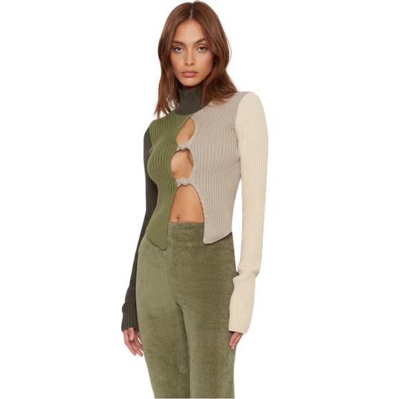 Danielle Guizio Rib Knit Knotted Long Sleeve Top - Picture 7 of 14